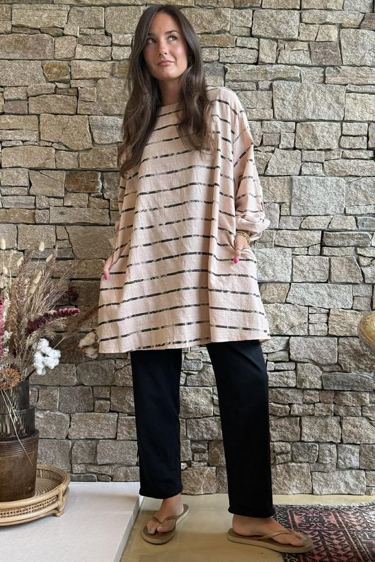 Porto Button Back Breton Tunic Ballet Nude 